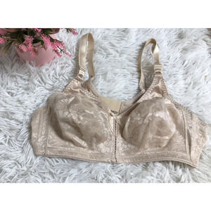 Bali Double Support Lace Wireless Full-Figure Bra smooth Soft Floral Sz 38C/85